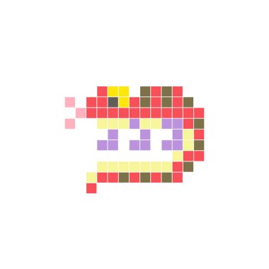 Temiz bir ikon düzeninde geometrik kare renk bloklarından yapılmış düz bir piksel tasarımı. Yaratıcı modern elementler, izole eşyalar ya da parlak zanaat projeleri için uygundur. Piksel Sanat Kertenkelesi