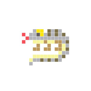 Temiz bir ikon düzeninde geometrik kare renk bloklarından yapılmış düz bir piksel tasarımı. Yaratıcı modern elementler, izole eşyalar ya da parlak zanaat projeleri için uygundur. Piksel Sanat Kertenkelesi