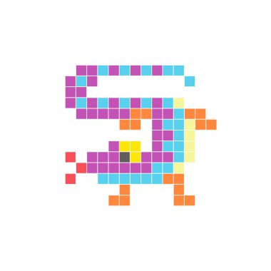 Temiz bir ikon düzeninde geometrik kare renk bloklarından yapılmış düz bir piksel tasarımı. Yaratıcı modern elementler, izole eşyalar ya da parlak zanaat projeleri için uygundur. Piksel Sanat Kertenkelesi