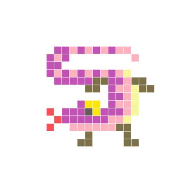 Temiz bir ikon düzeninde geometrik kare renk bloklarından yapılmış düz bir piksel tasarımı. Yaratıcı modern elementler, izole eşyalar ya da parlak zanaat projeleri için uygundur. Piksel Sanat Kertenkelesi