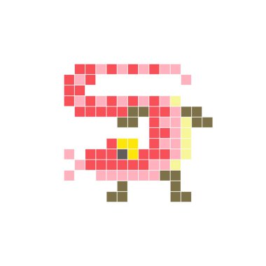 Temiz bir ikon düzeninde geometrik kare renk bloklarından yapılmış düz bir piksel tasarımı. Yaratıcı modern elementler, izole eşyalar ya da parlak zanaat projeleri için uygundur. Piksel Sanat Kertenkelesi