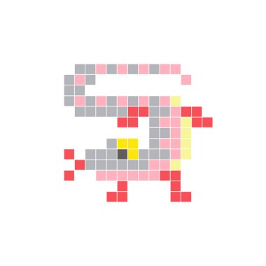 Temiz bir ikon düzeninde geometrik kare renk bloklarından yapılmış düz bir piksel tasarımı. Yaratıcı modern elementler, izole eşyalar ya da parlak zanaat projeleri için uygundur. Piksel Sanat Kertenkelesi