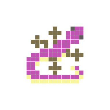 Temiz bir ikon düzeninde geometrik kare renk bloklarından yapılmış düz bir piksel tasarımı. Yaratıcı modern elementler, izole eşyalar ya da parlak zanaat projeleri için uygundur. Piksel sanat kertenkelesi