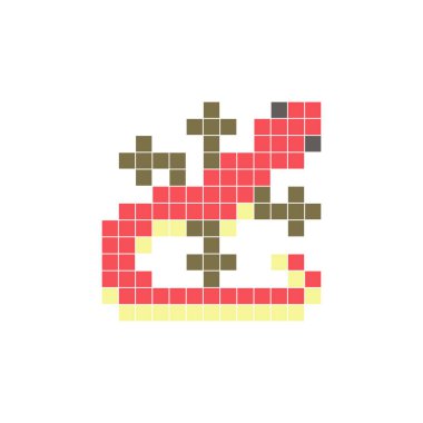 Temiz bir ikon düzeninde geometrik kare renk bloklarından yapılmış düz bir piksel tasarımı. Yaratıcı modern elementler, izole eşyalar ya da parlak zanaat projeleri için uygundur. Piksel sanat kertenkelesi