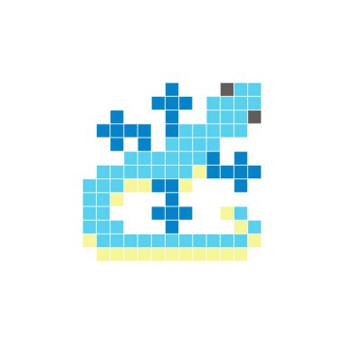 Temiz bir ikon düzeninde geometrik kare renk bloklarından yapılmış düz bir piksel tasarımı. Yaratıcı modern elementler, izole eşyalar ya da parlak zanaat projeleri için uygundur. Piksel sanat kertenkelesi