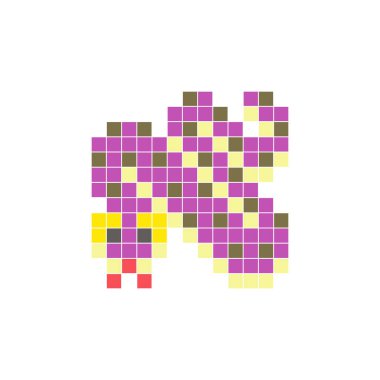 Temiz bir ikon düzeninde geometrik kare renk bloklarından yapılmış düz bir piksel tasarımı. Yaratıcı modern elementler, izole eşyalar ya da parlak zanaat projeleri için uygundur. Piksel Sanat Yılanı