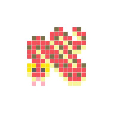 Temiz bir ikon düzeninde geometrik kare renk bloklarından yapılmış düz bir piksel tasarımı. Yaratıcı modern elementler, izole eşyalar ya da parlak zanaat projeleri için uygundur. Piksel Sanat Yılanı