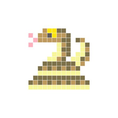 Temiz bir ikon düzeninde geometrik kare renk bloklarından yapılmış düz bir piksel tasarımı. Yaratıcı modern elementler, izole eşyalar ya da parlak zanaat projeleri için uygundur. Piksel sanat pitonu