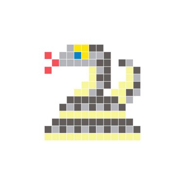 Temiz bir ikon düzeninde geometrik kare renk bloklarından yapılmış düz bir piksel tasarımı. Yaratıcı modern elementler, izole eşyalar ya da parlak zanaat projeleri için uygundur. Piksel sanat pitonu