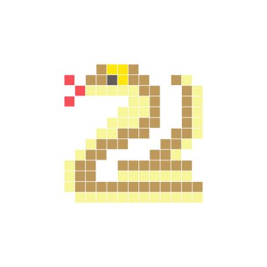 Temiz bir ikon düzeninde geometrik kare renk bloklarından yapılmış düz bir piksel tasarımı. Yaratıcı modern elementler, izole eşyalar ya da parlak zanaat projeleri için uygundur. Piksel sanat kobrası