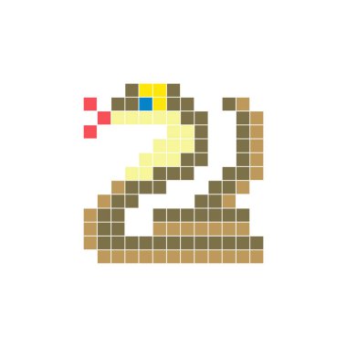 Temiz bir ikon düzeninde geometrik kare renk bloklarından yapılmış düz bir piksel tasarımı. Yaratıcı modern elementler, izole eşyalar ya da parlak zanaat projeleri için uygundur. Piksel sanat kobrası