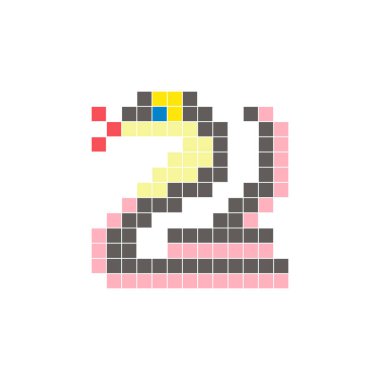 Temiz bir ikon düzeninde geometrik kare renk bloklarından yapılmış düz bir piksel tasarımı. Yaratıcı modern elementler, izole eşyalar ya da parlak zanaat projeleri için uygundur. Piksel sanat kobrası