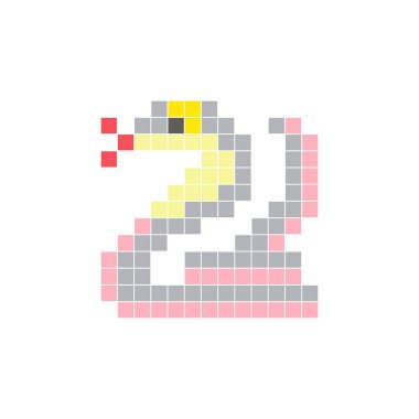 Temiz bir ikon düzeninde geometrik kare renk bloklarından yapılmış düz bir piksel tasarımı. Yaratıcı modern elementler, izole eşyalar ya da parlak zanaat projeleri için uygundur. Piksel sanat kobrası