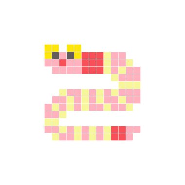 Temiz bir ikon düzeninde geometrik kare renk bloklarından yapılmış düz bir piksel tasarımı. Yaratıcı modern elementler, izole eşyalar ya da parlak zanaat projeleri için uygundur. Piksel resim solucanı
