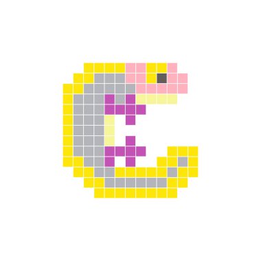 Temiz bir ikon düzeninde geometrik kare renk bloklarından yapılmış düz bir piksel tasarımı. Yaratıcı modern elementler, izole eşyalar ya da parlak zanaat projeleri için uygundur. Piksel sanat semenderi