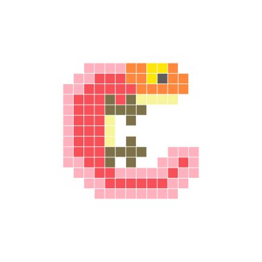 Temiz bir ikon düzeninde geometrik kare renk bloklarından yapılmış düz bir piksel tasarımı. Yaratıcı modern elementler, izole eşyalar ya da parlak zanaat projeleri için uygundur. Piksel sanat semenderi