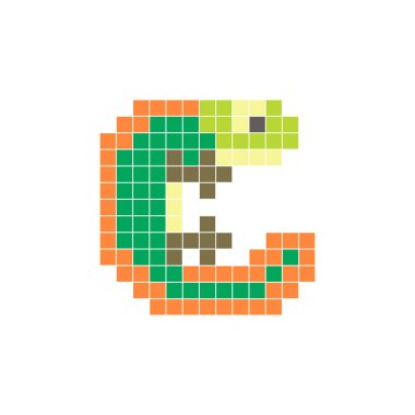 Temiz bir ikon düzeninde geometrik kare renk bloklarından yapılmış düz bir piksel tasarımı. Yaratıcı modern elementler, izole eşyalar ya da parlak zanaat projeleri için uygundur. Piksel sanat semenderi