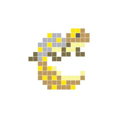 Temiz bir ikon düzeninde geometrik kare renk bloklarından yapılmış düz bir piksel tasarımı. Yaratıcı modern elementler, izole eşyalar ya da parlak zanaat projeleri için uygundur. Piksel sanat kertenkelesi