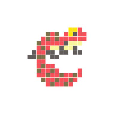 Temiz bir ikon düzeninde geometrik kare renk bloklarından yapılmış düz bir piksel tasarımı. Yaratıcı modern elementler, izole eşyalar ya da parlak zanaat projeleri için uygundur. Piksel sanat kertenkelesi