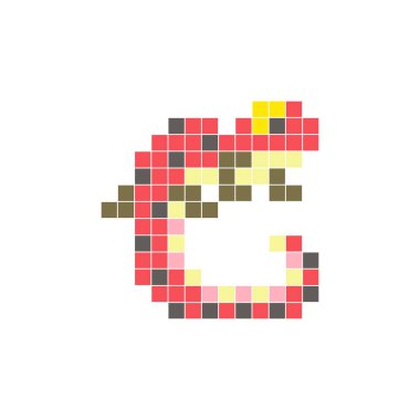 Temiz bir ikon düzeninde geometrik kare renk bloklarından yapılmış düz bir piksel tasarımı. Yaratıcı modern elementler, izole eşyalar ya da parlak zanaat projeleri için uygundur. Piksel sanat kertenkelesi