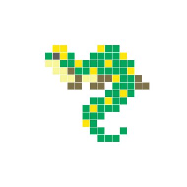 Temiz bir ikon düzeninde geometrik kare renk bloklarından yapılmış düz bir piksel tasarımı. Yaratıcı modern elementler, izole eşyalar ya da parlak zanaat projeleri için uygundur. Piksel Sanat Kertenkelesi