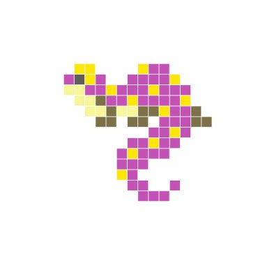 Temiz bir ikon düzeninde geometrik kare renk bloklarından yapılmış düz bir piksel tasarımı. Yaratıcı modern elementler, izole eşyalar ya da parlak zanaat projeleri için uygundur. Piksel Sanat Kertenkelesi