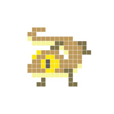 Temiz bir ikon düzeninde geometrik kare renk bloklarından yapılmış düz bir piksel tasarımı. Yaratıcı modern elementler, izole eşyalar ya da parlak zanaat projeleri için uygundur. Piksel sanat kertenkelesi