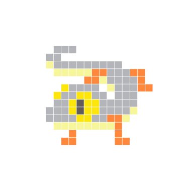 Temiz bir ikon düzeninde geometrik kare renk bloklarından yapılmış düz bir piksel tasarımı. Yaratıcı modern elementler, izole eşyalar ya da parlak zanaat projeleri için uygundur. Piksel sanat kertenkelesi