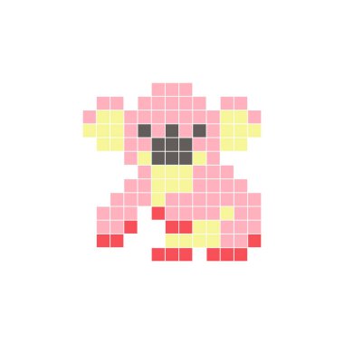 Temiz bir ikon düzeninde geometrik kare renk bloklarından yapılmış düz bir piksel tasarımı. Yaratıcı modern elementler, izole eşyalar ya da parlak zanaat projeleri için uygundur. Piksel sanat koalası