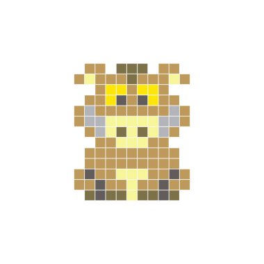 Temiz bir ikon düzeninde geometrik kare renk bloklarından yapılmış düz bir piksel tasarımı. Yaratıcı modern elementler, izole eşyalar ya da parlak zanaat projeleri için uygundur. Piksel Sanat Yaban Domuzu
