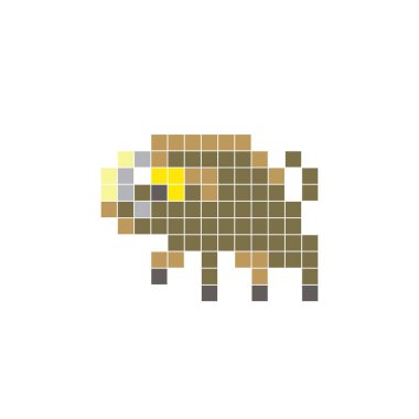 Temiz bir ikon düzeninde geometrik kare renk bloklarından yapılmış düz bir piksel tasarımı. Yaratıcı modern elementler, izole eşyalar ya da parlak zanaat projeleri için uygundur. Piksel Sanat Yaban Domuzu