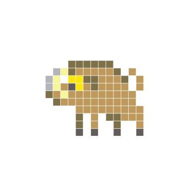 Temiz bir ikon düzeninde geometrik kare renk bloklarından yapılmış düz bir piksel tasarımı. Yaratıcı modern elementler, izole eşyalar ya da parlak zanaat projeleri için uygundur. Piksel Sanat Yaban Domuzu