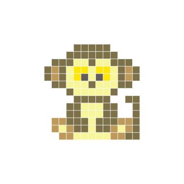 Temiz bir ikon düzeninde geometrik kare renk bloklarından yapılmış düz bir piksel tasarımı. Yaratıcı modern elementler, izole eşyalar ya da parlak zanaat projeleri için uygundur. Piksel Sanat Maymunu