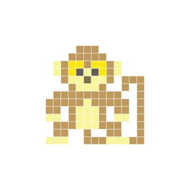 Temiz bir ikon düzeninde geometrik kare renk bloklarından yapılmış düz bir piksel tasarımı. Yaratıcı modern elementler, izole eşyalar ya da parlak zanaat projeleri için uygundur. Piksel Sanat Maymunu