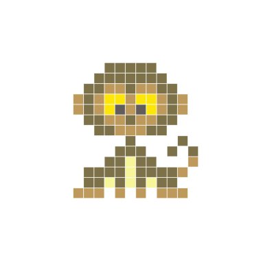 Temiz bir ikon düzeninde geometrik kare renk bloklarından yapılmış düz bir piksel tasarımı. Yaratıcı modern elementler, izole eşyalar ya da parlak zanaat projeleri için uygundur. Piksel Sanat Maymunu