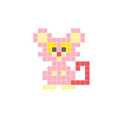 Temiz bir ikon düzeninde geometrik kare renk bloklarından yapılmış düz bir piksel tasarımı. Yaratıcı modern elementler, izole eşyalar ya da parlak zanaat projeleri için uygundur. Piksel sanat faresi