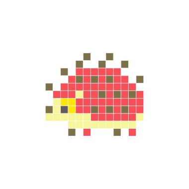 Temiz bir ikon düzeninde geometrik kare renk bloklarından yapılmış düz bir piksel tasarımı. Yaratıcı modern elementler, izole eşyalar ya da parlak zanaat projeleri için uygundur. Pixel sanat kirpisi