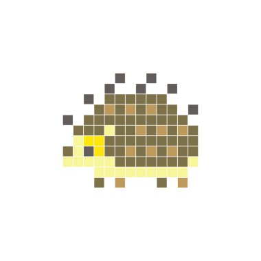 Temiz bir ikon düzeninde geometrik kare renk bloklarından yapılmış düz bir piksel tasarımı. Yaratıcı modern elementler, izole eşyalar ya da parlak zanaat projeleri için uygundur. Pixel sanat kirpisi