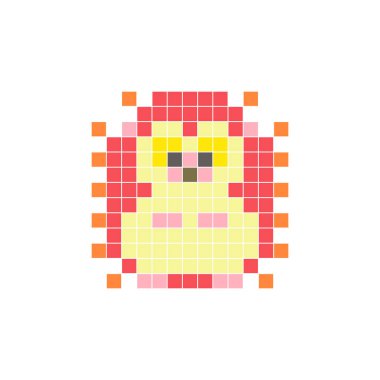 Temiz bir ikon düzeninde geometrik kare renk bloklarından yapılmış düz bir piksel tasarımı. Yaratıcı modern elementler, izole eşyalar ya da parlak zanaat projeleri için uygundur. Pixel sanat kirpisi