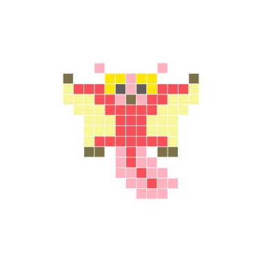 Temiz bir ikon düzeninde geometrik kare renk bloklarından yapılmış düz bir piksel tasarımı. Yaratıcı modern elementler, izole eşyalar ya da parlak zanaat projeleri için uygundur. Piksel sanat şeker planörü