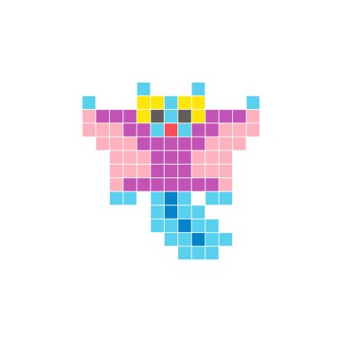 Temiz bir ikon düzeninde geometrik kare renk bloklarından yapılmış düz bir piksel tasarımı. Yaratıcı modern elementler, izole eşyalar ya da parlak zanaat projeleri için uygundur. Piksel sanat şeker planörü