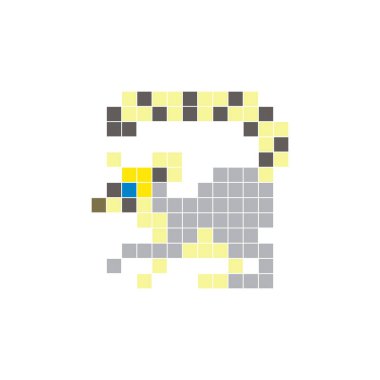 Temiz bir ikon düzeninde geometrik kare renk bloklarından yapılmış düz bir piksel tasarımı. Yaratıcı modern elementler, izole eşyalar ya da parlak zanaat projeleri için uygundur. Piksel sanat lemur