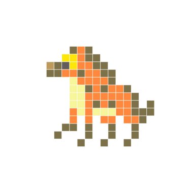 Temiz bir ikon düzeninde geometrik kare renk bloklarından yapılmış düz bir piksel tasarımı. Yaratıcı modern elementler, izole eşyalar ya da parlak zanaat projeleri için uygundur. Piksel sanat sırtlanı