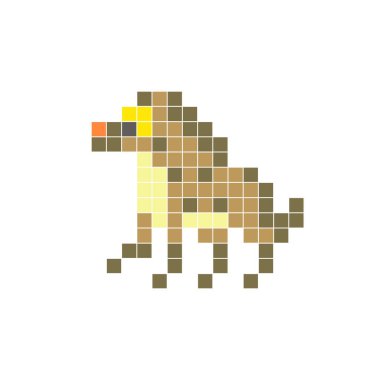 Temiz bir ikon düzeninde geometrik kare renk bloklarından yapılmış düz bir piksel tasarımı. Yaratıcı modern elementler, izole eşyalar ya da parlak zanaat projeleri için uygundur. Piksel sanat sırtlanı