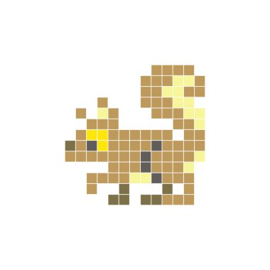 Temiz bir ikon düzeninde geometrik kare renk bloklarından yapılmış düz bir piksel tasarımı. Yaratıcı modern elementler, izole eşyalar ya da parlak zanaat projeleri için uygundur. Piksel sanat sincabı