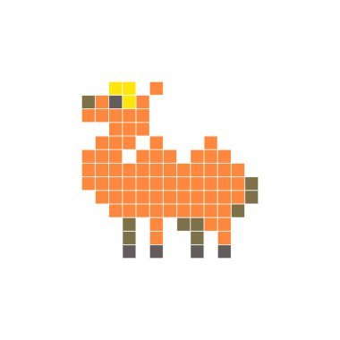 Temiz bir ikon düzeninde geometrik kare renk bloklarından yapılmış düz bir piksel tasarımı. Yaratıcı modern elementler, izole eşyalar ya da parlak zanaat projeleri için uygundur. Piksel sanat devesi