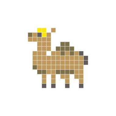 Temiz bir ikon düzeninde geometrik kare renk bloklarından yapılmış düz bir piksel tasarımı. Yaratıcı modern elementler, izole eşyalar ya da parlak zanaat projeleri için uygundur. Piksel sanat devesi