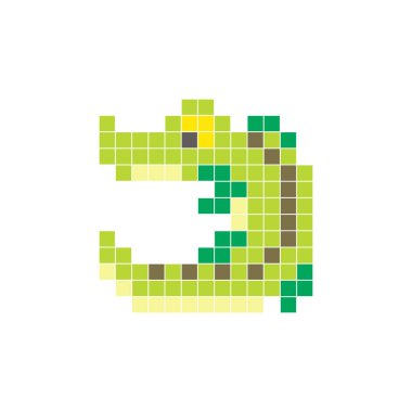 Temiz bir ikon düzeninde geometrik kare renk bloklarından yapılmış düz bir piksel tasarımı. Yaratıcı modern elementler, izole eşyalar ya da parlak zanaat projeleri için uygundur. Piksel Sanat Timsahı