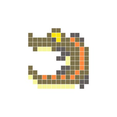 Temiz bir ikon düzeninde geometrik kare renk bloklarından yapılmış düz bir piksel tasarımı. Yaratıcı modern elementler, izole eşyalar ya da parlak zanaat projeleri için uygundur. Piksel Sanat Timsahı