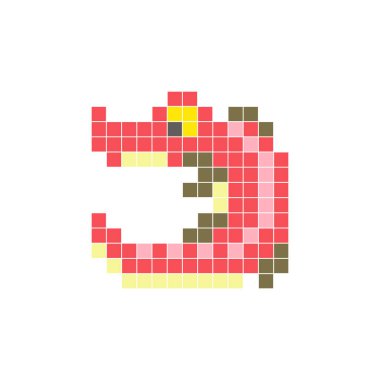 Temiz bir ikon düzeninde geometrik kare renk bloklarından yapılmış düz bir piksel tasarımı. Yaratıcı modern elementler, izole eşyalar ya da parlak zanaat projeleri için uygundur. Piksel Sanat Timsahı